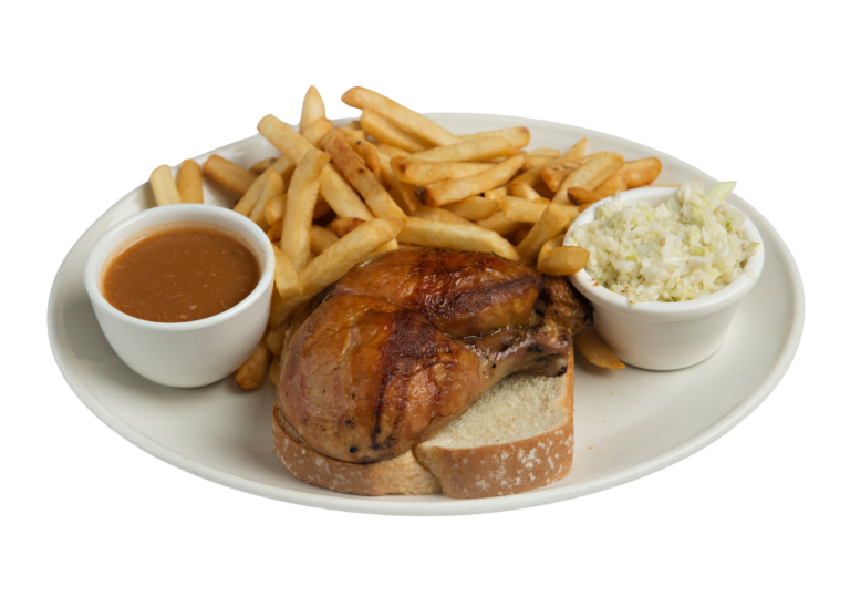Quarter Chicken Breast with Fries Coleslaw and Our very own Bar B Q Sauce